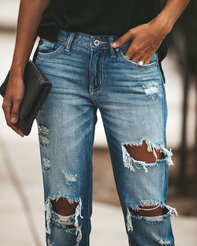 Large ripped jeans