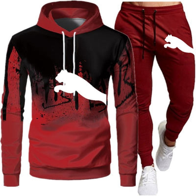 Men Sets Winter Hoodies Pants 2 Piece Set Running Hoody .