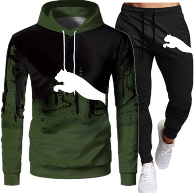 Men Sets Winter Hoodies Pants 2 Piece Set Running Hoody .